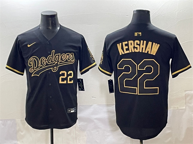 Los Angeles Dodgers #22 Clayton Kershaw Black Gold Limited Stitched Jersey - Zenithce
