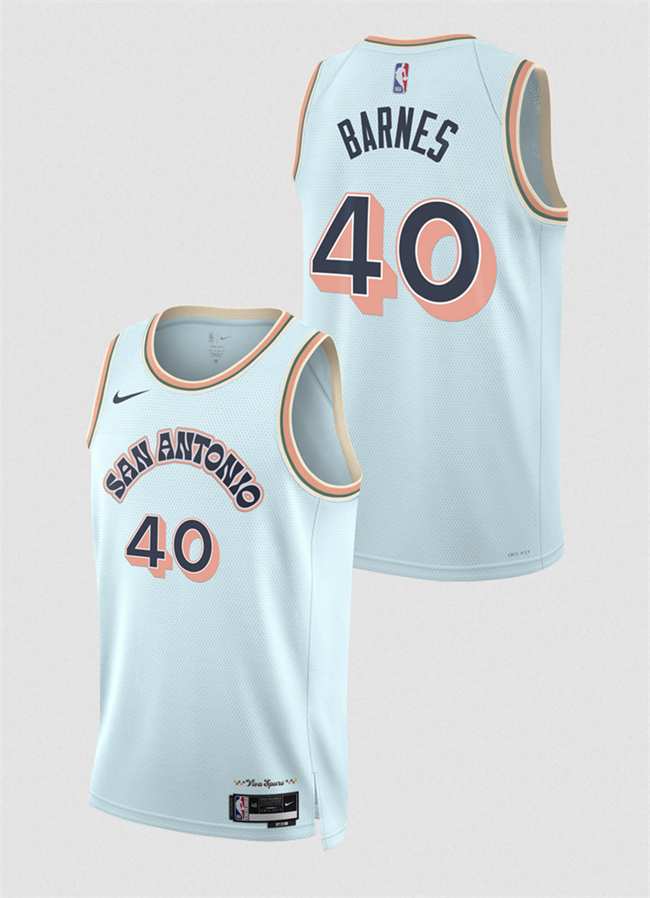 San Antonio Spurs #40 Harrison Barnes Light Blue 2024-25 City Edition Stitched Jersey - Zenithce