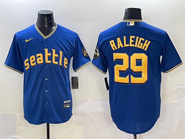 Seattle Mariners #29 Cal Raleigh Royal City Connect Cool Base Stitched Jersey - Zenithce
