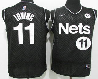 Brooklyn Nets #11 Kyrie Irving Black Swingman 2021 Earned Edition Stitched Jersey With Sponsor Logo - Zenithce