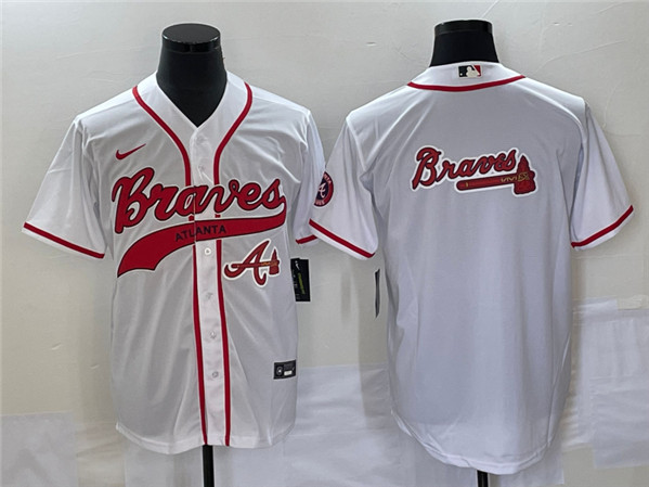 Atlanta Braves White Team Big Logo Cool Base With Patch Stitched Jersey - Zenithce