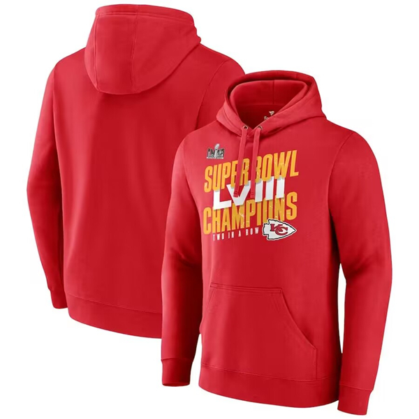 Kansas City Chiefs Red Super Bowl LVIII Champions Iconic Victory Pullover Hoodie - Zenithce