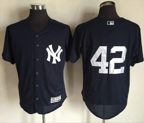 Yankees #42 Mariano Rivera Navy Blue Flexbase Authentic Collection Stitched Jersey - Zenithce