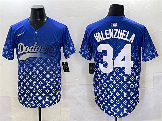 Los Angeles Dodgers #34 Fernando Valenzuela Blue Limited Stitched Jersey - Zenithce