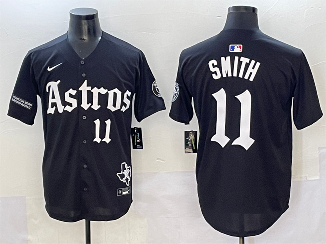 Houston Astros #11 Cam Smith Black Gothic 'Houston Born Barrio Raised' Limited Stitched Jersey - Zenithce