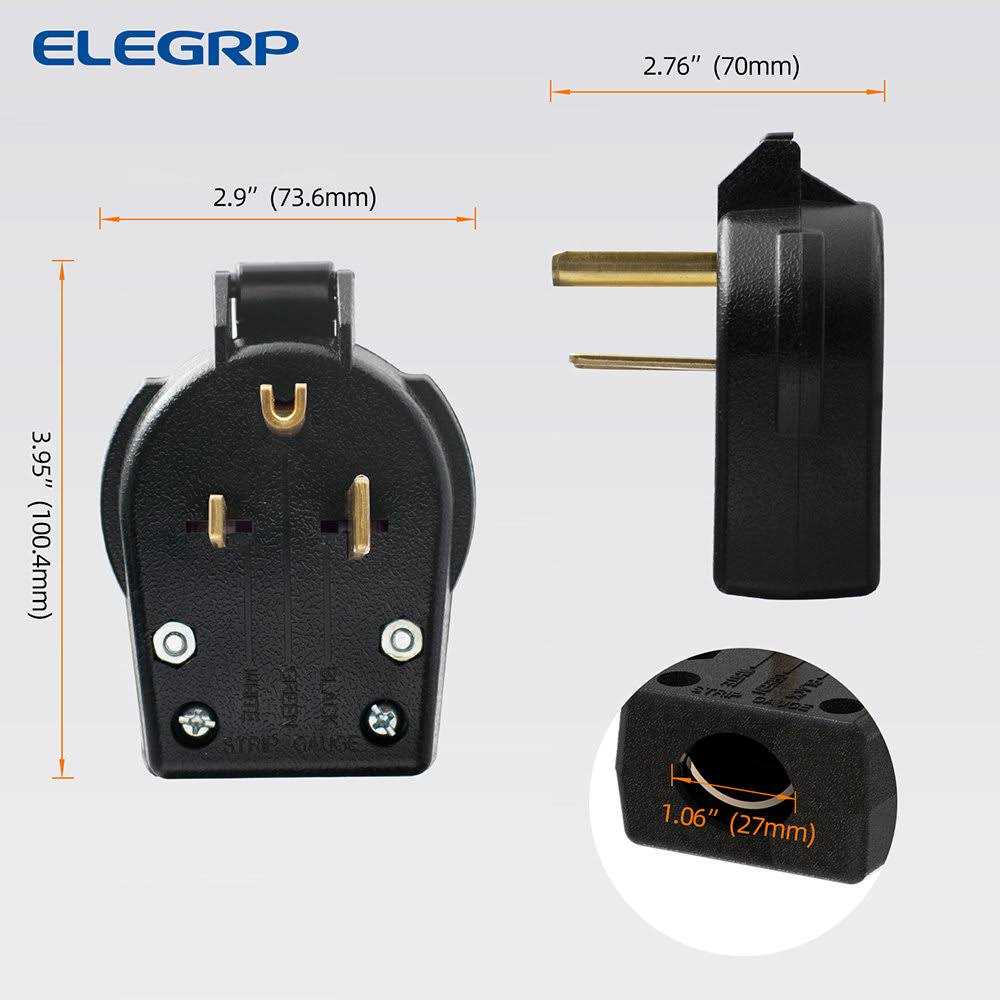 ELEGRP 30 Amp/50 Amp 125/250-Volt 3-Pole/4-Wire NEMA 14-30P/14-50P Grounded Straight Blade Angle Plug - Zenithce