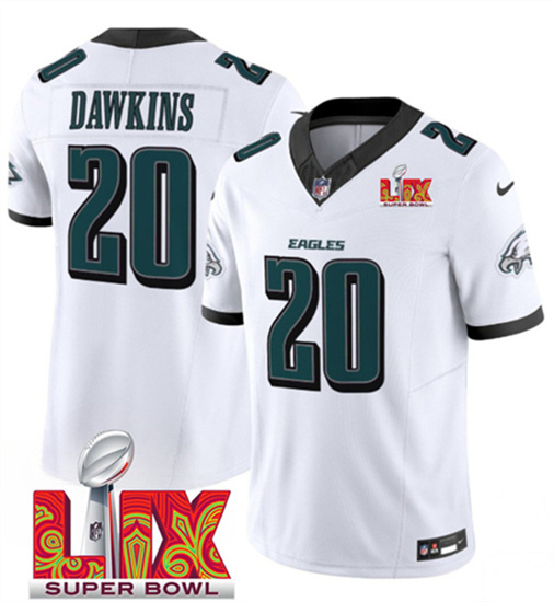 Philadelphia Eagles #20 Brian Dawkins White 2025 Super Bowl LIX Patch Vapor Untouchable Limited Stitched Jersey - Zenithce