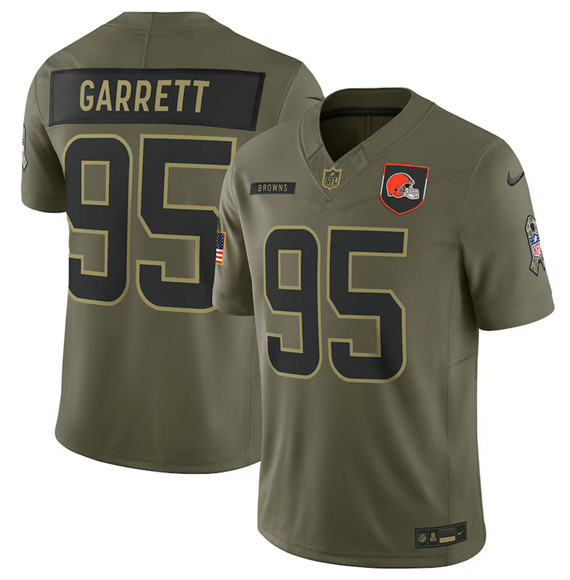 Cleveland Browns #95 Myles Garrett Olive 2025 Salute to Service Limited Stitched Jersey - Zenithce