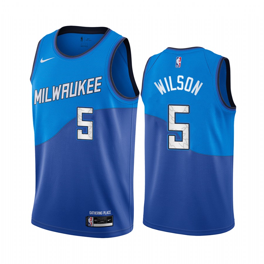 Bucks #5 D.J. Wilson Blue Swingman 2020-21 City Edition Jersey - Zenithce