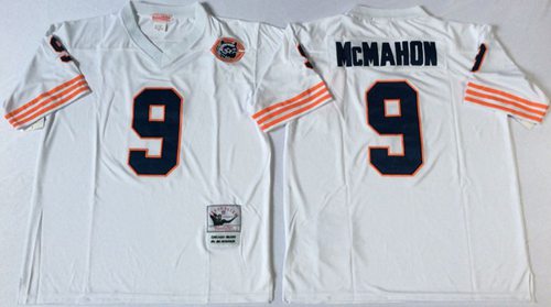 Mitchell Ness Bears #9 Jim McMahon White Big No. Throwback Stitched Jersey - Zenithce