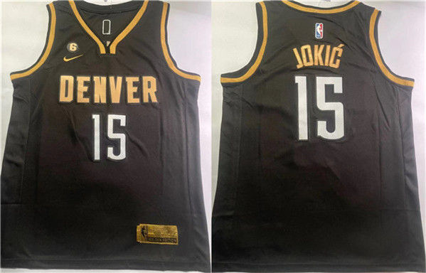 Denver Nuggets #15 Nikola Jokic Black With NO.6 Patch Stitched Jersey - Zenithce