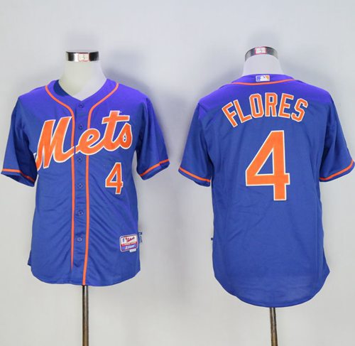 Mets #4 Wilmer Flores Blue Cool Base Stitched Jersey - Zenithce
