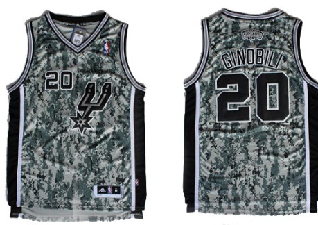 San Antonio Spurs #20 Manu Ginobili Revolution 30 Swingman Camo Jersey - Zenithce