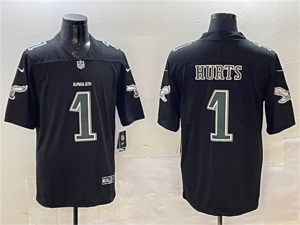 Philadelphia Eagles #1 Jalen Hurts Black Fashion New Vapor Untouchable Limited Stitched Jersey - Zenithce