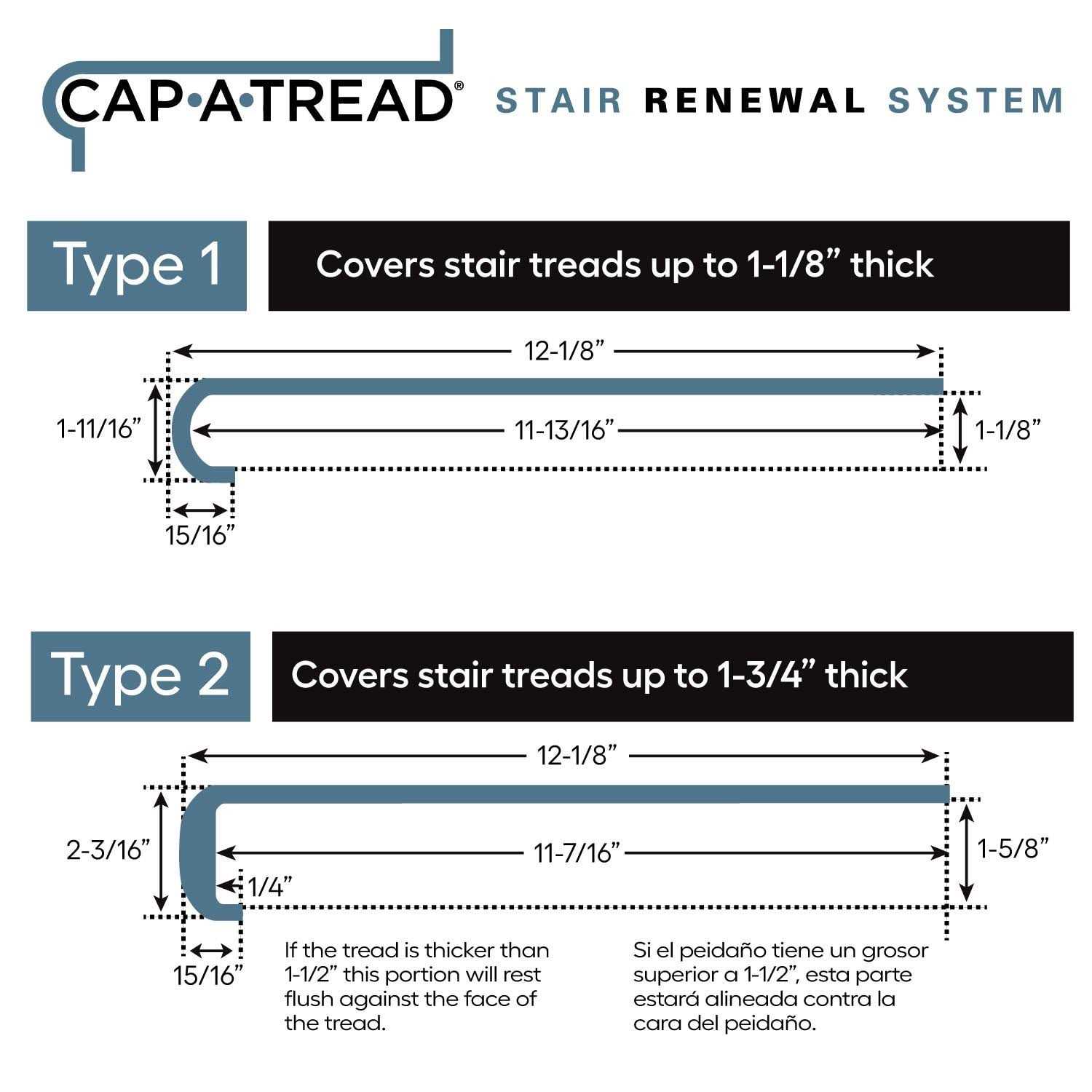 Zamma Cap-A-Tread Stair Renewal System 12.13-in x 47 - Zenithce