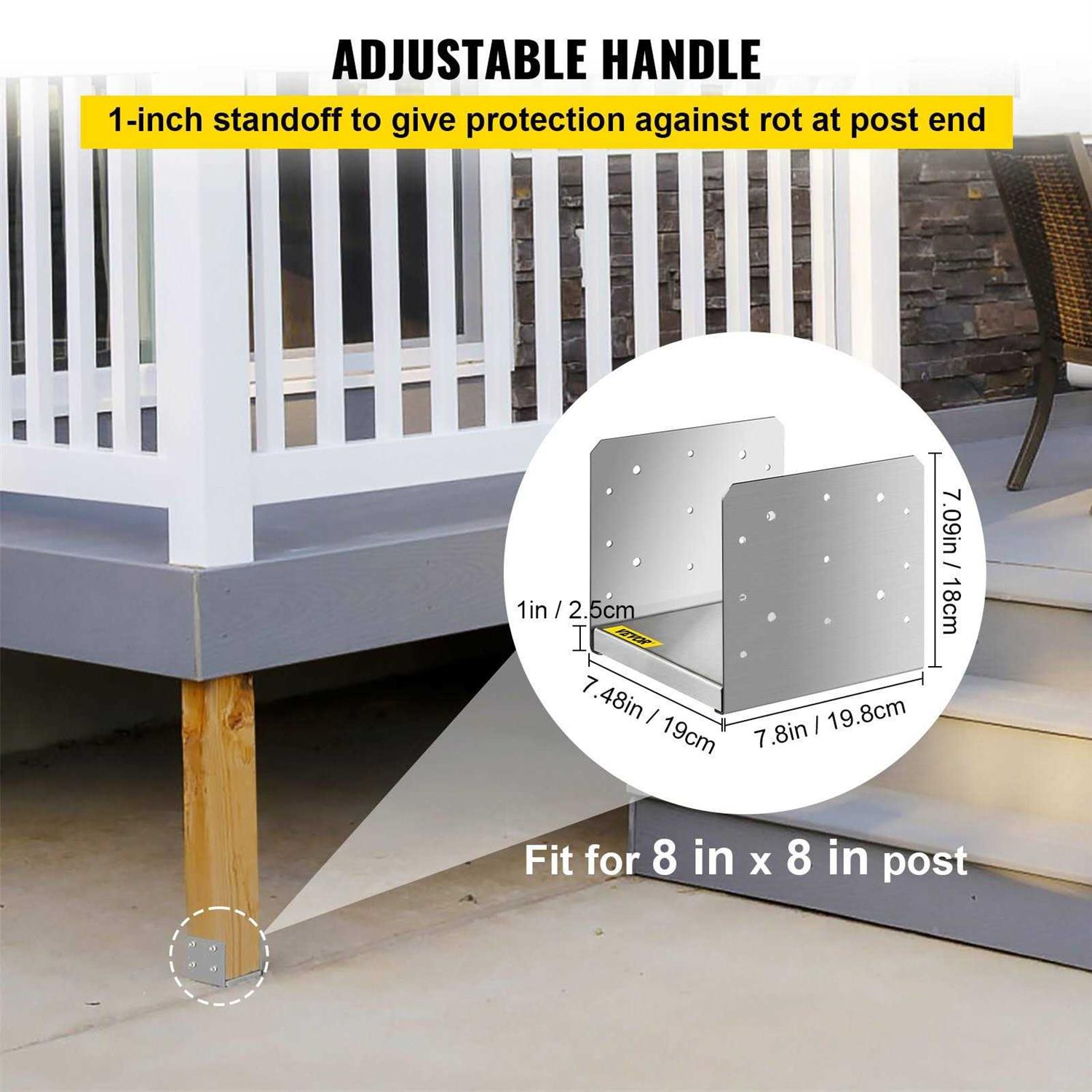 VEVOR Standoff Post Base Adjustable Post Base Adjustable Post Anchor Drawing Surface - Zenithce