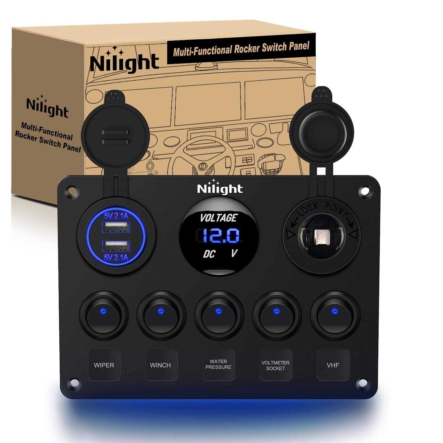 Nilight 6 Pack Rocker Switches with Night Glow Stickers 5 Pin SPST Rocker Switches - Zenithce
