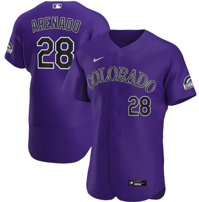 Colorado Rockies Purple #28 Nolan Arenado Flex Base Stitched Jersey - Zenithce