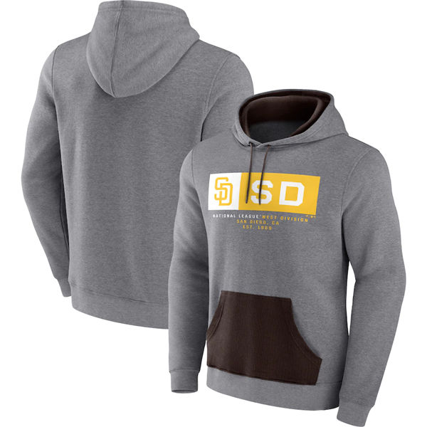 San Diego Padres Heathered Gray Iconic Steppin Up Fleece Pullover Hoodie - Zenithce