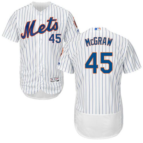 Mets #45 Tug McGraw White(Blue Strip) Flexbase Authentic Collection Stitched Jersey - Zenithce