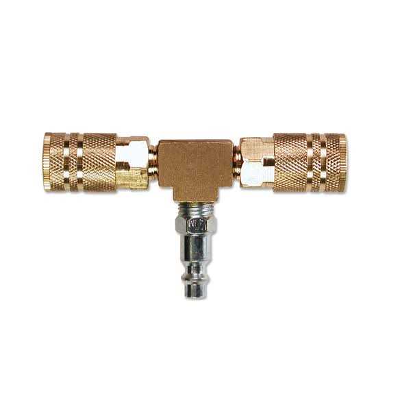 Primefit 2-Way T-Style Air Manifold with 1/4 in. 6-Ball Brass Couplers M1404-4 - Zenithce