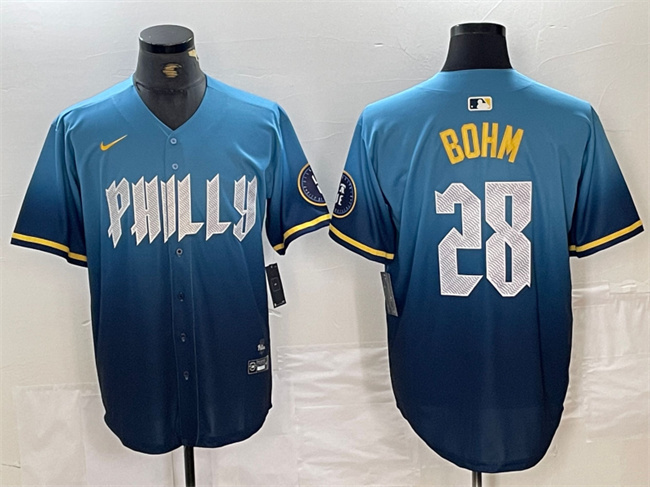 Philadelphia Phillies #28 Alec Bohm Blue 2024 City Connect Limited Stitched Jersey - Zenithce