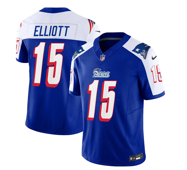 New England Patriots #15 Ezekiel Elliott Blue White 2023 F.U.S.E. Vapor Limited Stitched Jersey - Zenithce