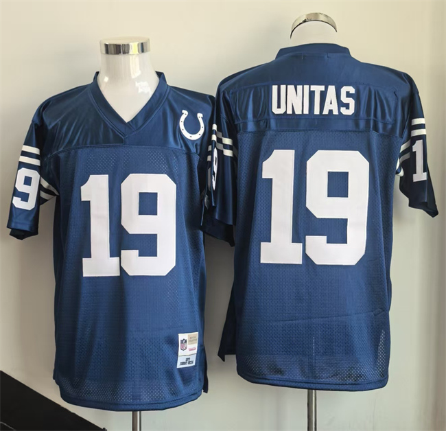 Indianapolis Colts #19 Johnny Unitas Blue Throwback Stitched Jersey - Zenithce