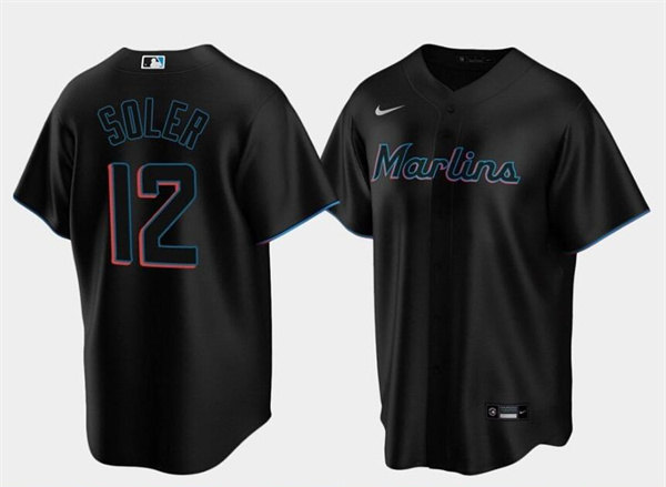 Miami Marlins #12 Jorge Soler Black Cool Base Stitched Jersey - Zenithce