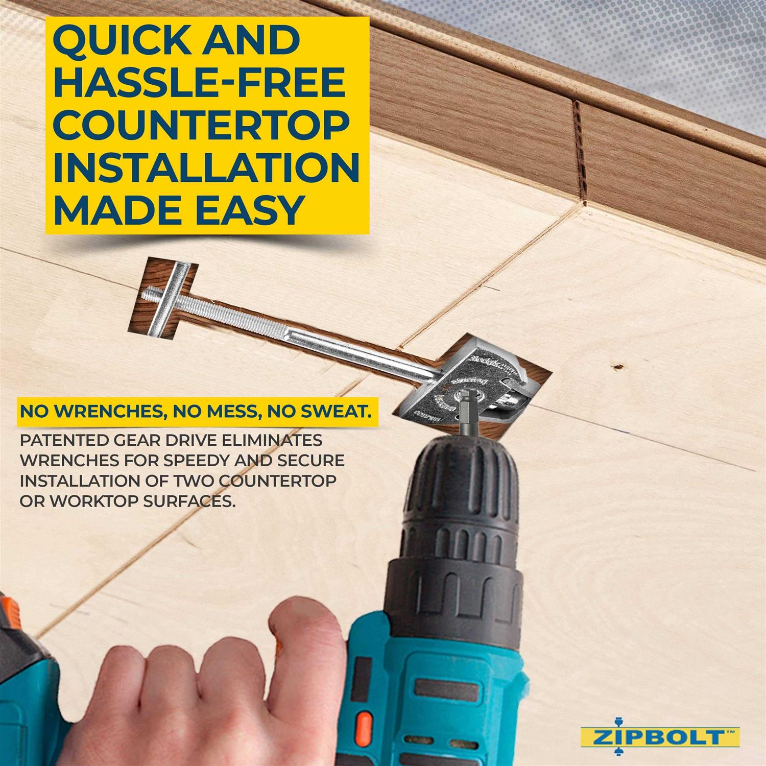 Zipbolt Countertop Connector — Joint Connector Drawbolt Pack with 5mm Hex Bit for Joining Countertops - Zenithce