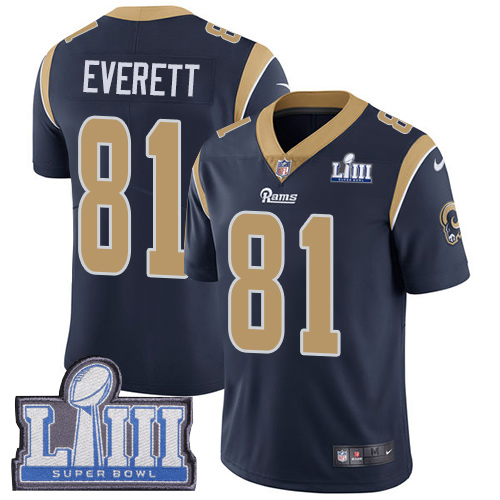 Los Angeles Rams #81 Gerald Everett Navy Blue Super Bowl LIII Vapor Untouchable Limited Stitched Jersey - Zenithce