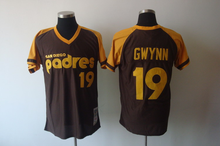 Mitchell And Ness Padres #19 Tony Gwynn Coffee Stitched Throwback Jersey - Zenithce