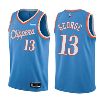 Los Angeles Clippers #13 Paul George Light Blue 2021-22 City Edition 75th Anniversary Stitched Jersey - Zenithce