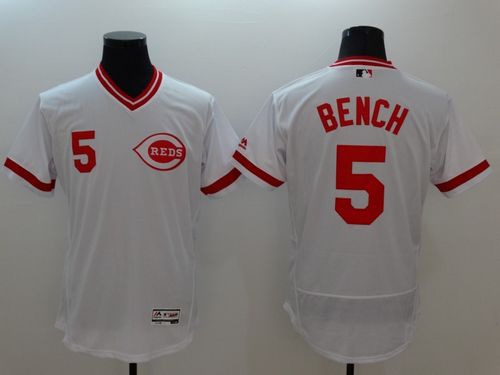 Reds #5 Johnny Bench White Flexbase Authentic Collection Cooperstown Stitched Jersey - Zenithce