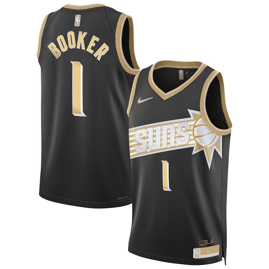 Phoenix Suns #1 Devin Booker Black Gold 2024 Select Series Stitched Jersey - Zenithce