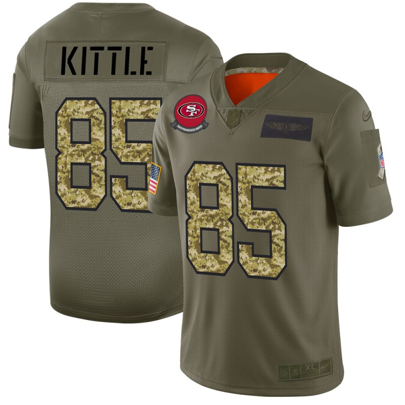 San Francisco 49ers #85 George Kittle 2019 Olive Camo Salute To Service Limited Stitched Jersey - Zenithce