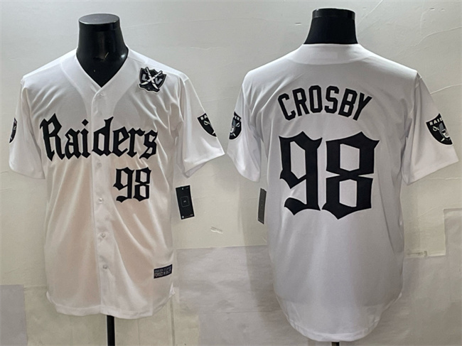 Las Vegas Raiders #98 Maxx Crosby White 'Gothic Sin City Shadows Edition' With 65th Anniversary Patch Vapor Limited Stitched Jersey - Zenithce