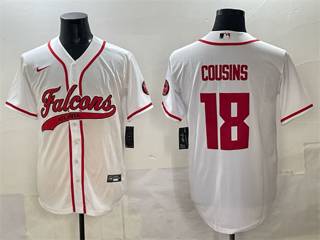 Atlanta Falcons #18 Kirk Cousins White With Patch Cool Base Stitched Jersey - Zenithce