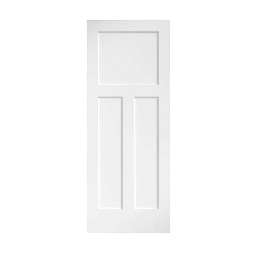 eightdoors 80 in. x 1-3/8 in. Shaker White Primed T-Shape 3-Panel Solid Core Wood Interior Slab Door - Zenithce