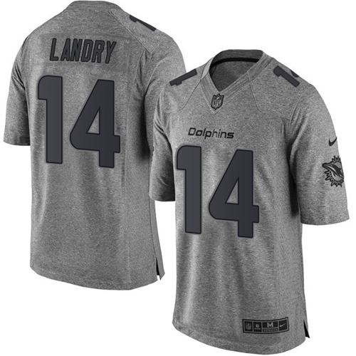 Dolphins #14 Jarvis Landry Gray Stitched Limited Gridiron Gray Nike Jersey - Zenithce