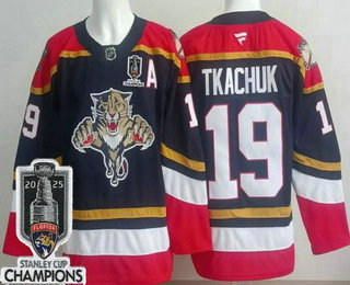 Florida Panthers #19 Matthew Tkachuk Navy 2025 Stanley Cup Champions Authentic Jersey - Zenithce