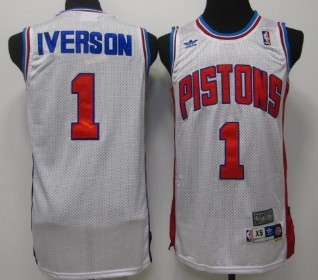 Detroit Pistons #1 Allen Iverson White Swingman Throwback Jersey - Zenithce