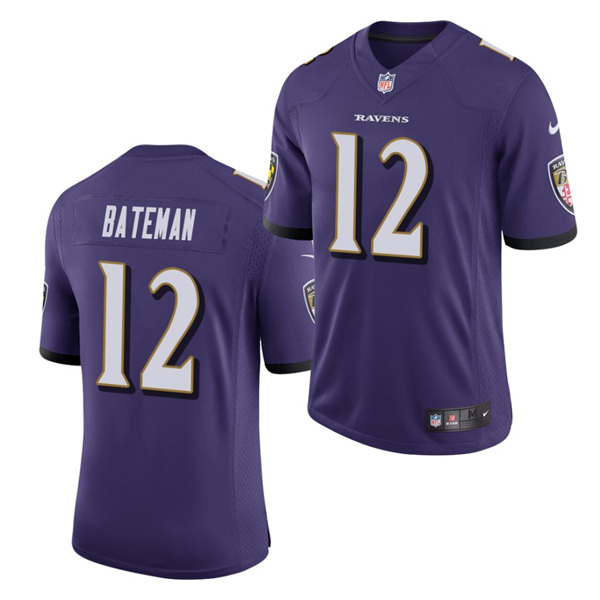 Baltimore Ravens #12 Rashod Bateman Purple 2021 Vapor Untouchable Limited Stitched Jersey - Zenithce