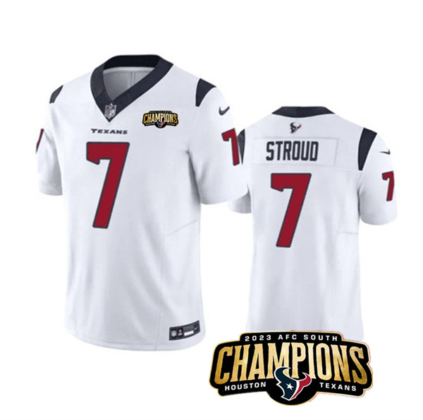 Houston Texans #7 C.J. Stroud White 2023 F.U.S.E. AFC South Champions Patch Vapor Untouchable Limited Stitched Jersey - Zenithce