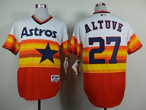 Astros #27 Jose Altuve White Orange 1980 Turn Back The Clock Stitched Jersey - Zenithce