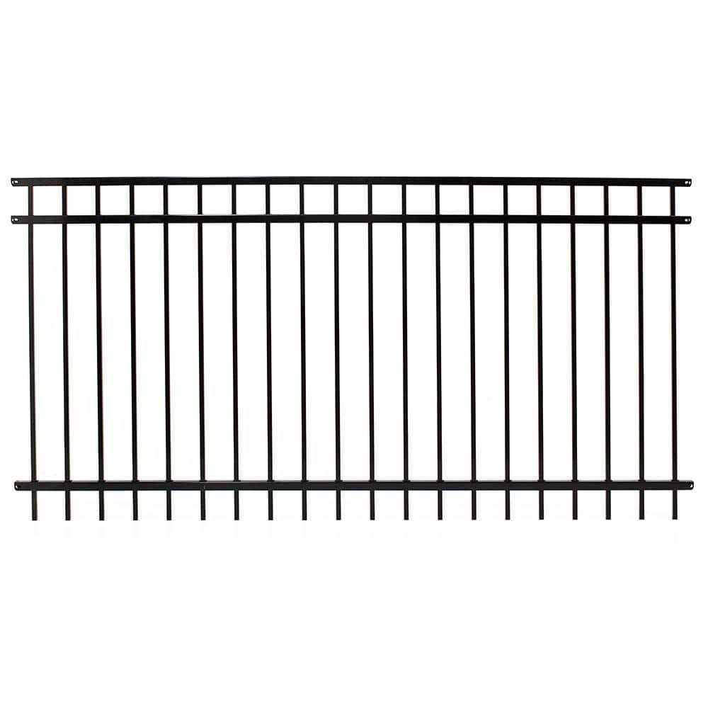 Fortress Versai H x 7.5 ft. W Gloss Black Steel Flat Top Design Fence Panel - Zenithce