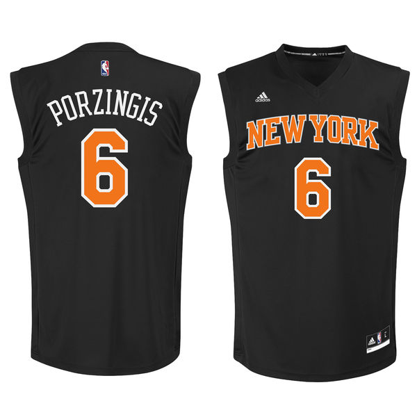 New York Knicks #6 Kristaps Porzingis Black Fashion Replica Jersey - Zenithce