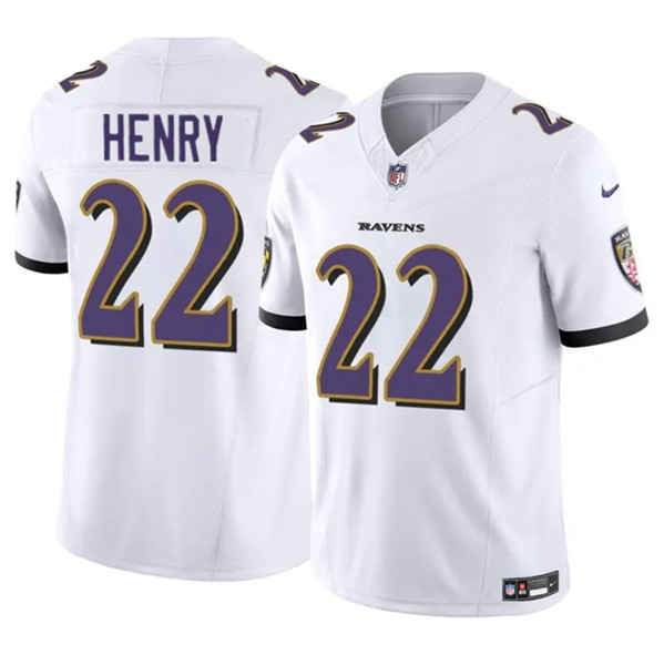 Baltimore Ravens #22 Derrick Henry 2023 F.U.S.E. White Vapor Limited Jersey - Zenithce