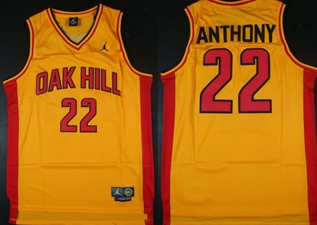 Oak Hill Academy #22 Carmelo Anthony Yellow Swingman Jersey - Zenithce