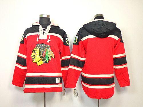 Blackhawks Blank Red Sawyer Hooded Sweatshirt Stitched Jersey - Zenithce